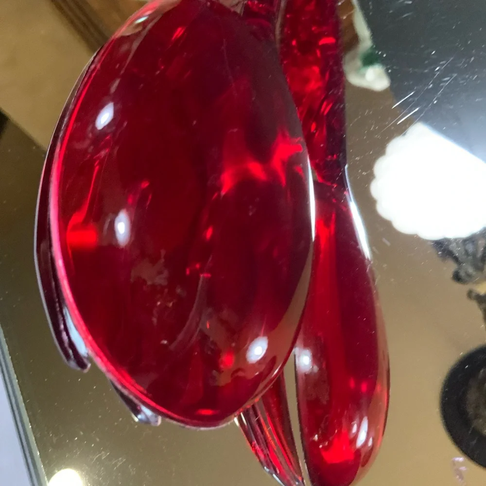 Red Salad Tongs Fork and Spoon Plastic Vibrant Red 11 1/2 in Long NOS #67